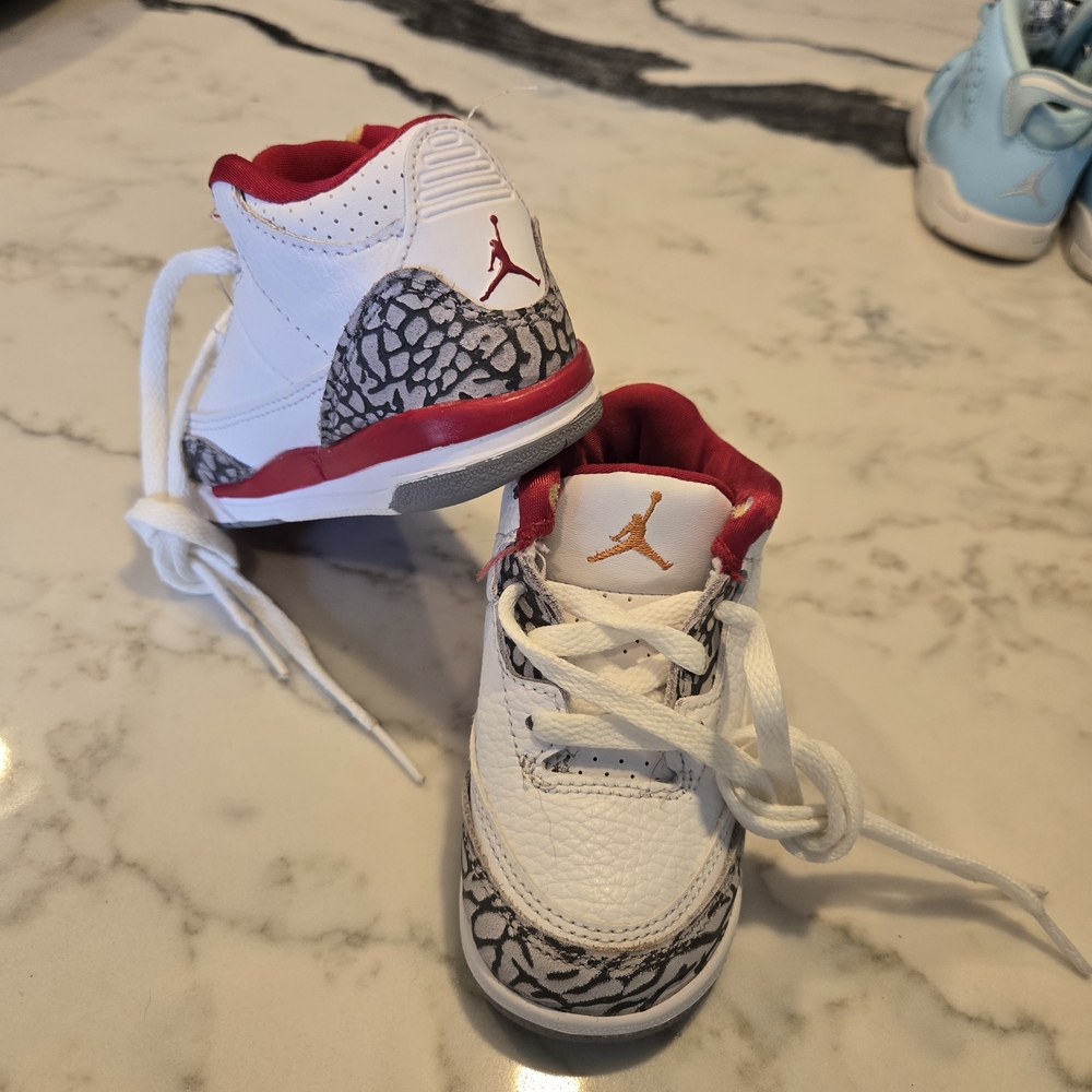 Jordan Kids White and Red Sneakers with Elephant Print